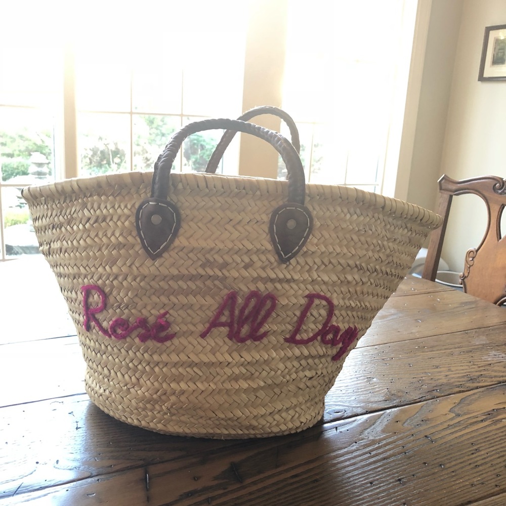 POOLSIDE ‘rosé all day’ straw beach bag!
